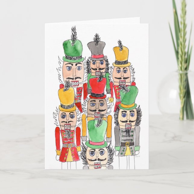 Festividades Multidão de cartão do feriado dos Nutcrackers (Frente)