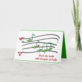Festividades Music Holly Berries 1 cartão de Natal contemporâne