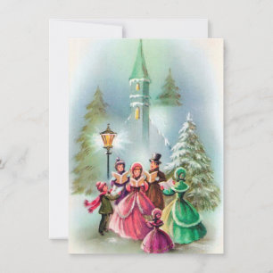 Festividades natais vintages carolers adicionar cartão de mens