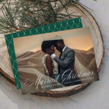 Natal Casados | Cartão de Foto de Férias Verde