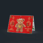 Festividades NATAL DE BEARY! Cartão<br><div class="desc">Cartão vermelho com ursos de ursinho,  pássaros vermelhos do Natal e uma mensagem. Zazzitup quer 2 diz 2 todos,  tem em toda parte um Beary abençoado e uma época natalícia segura!</div>