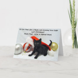 Festividades Natal de Gato Negro - Humor 2020 - Cartão Dobrado