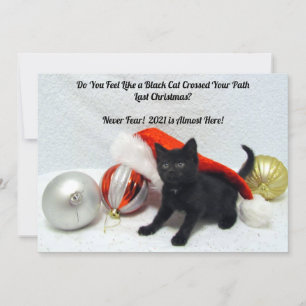 Festividades Natal de Gato Negro - Humor - Cartão de Natal Plan