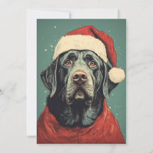 Natal Papai Noel Labradores Pretos Cartão de Féria