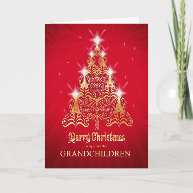 Festividades netos, cartão de Natal da árvore de Natal (Frente)