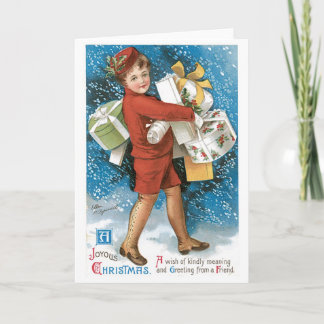 Festividades Neve de 001 presentes de Little Boy do cartão do