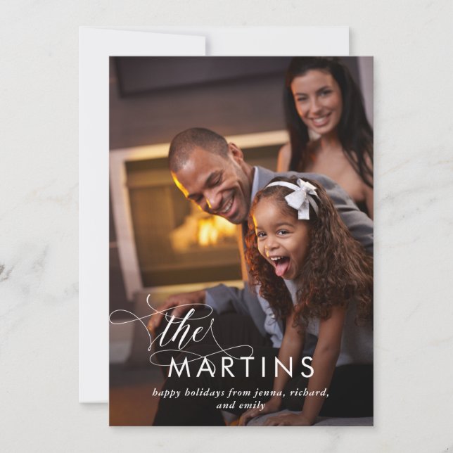 Festividades Nome Elegante | Cartão de Férias com Foto (Frente)