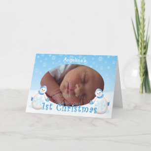 Festividades Nome Personalizado 1rua Cartão com fotos de Snowma