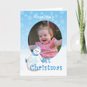 Festividades Nome Personalizado 1rua Cartão com fotos de Snowma