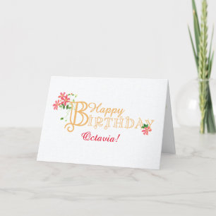 Festividades Nome Personalizado Aniversário com Cartão de Flore