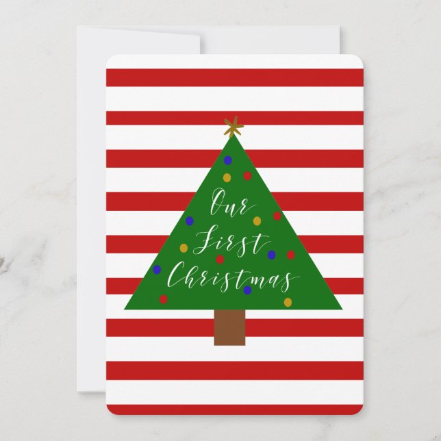 Festividades Nosso primeiro cartão de Natal vermelho e branco (Frente)