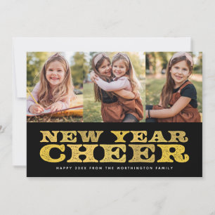 Festividades Novo ano Cheque três fotos - cartão de feriado pre