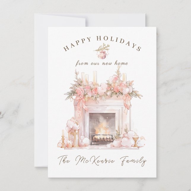 Festividades Novo Cartão de Natal para Lareira Festiva da Casa (Frente)