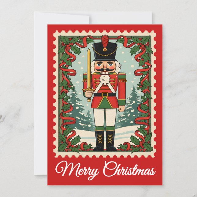 Festividades Nutcracker | Cartão de Natal com Carimbo de Prefác (Frente)