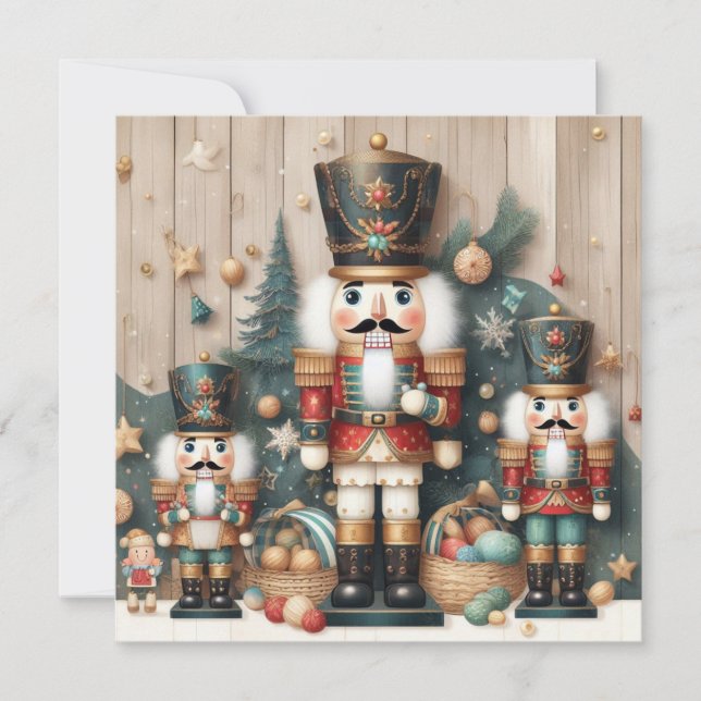 Festividades Nutcracker Feliz Cartão de Saudação de Natal (Frente)