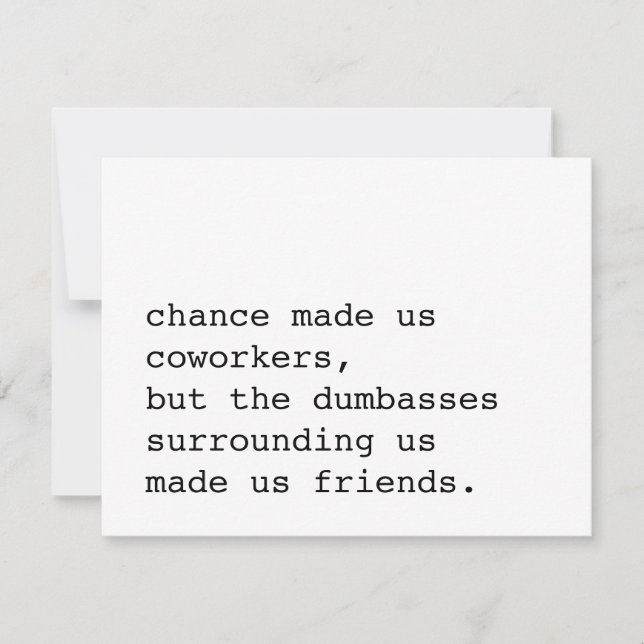 Festividades o acaso fez-nos colegas de trabalho / cartão engra (Frente)