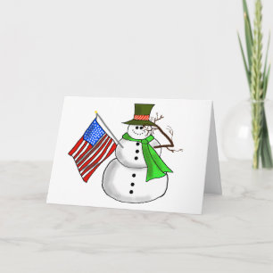 Festividades O boneco de neve patriótico sauda o cartão do