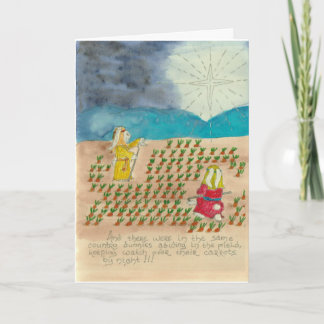 Festividades O coelho Shepherds o cartão de Natal na aguarela