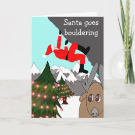 Festividades O papai noel vai bouldering o cartão de Natal