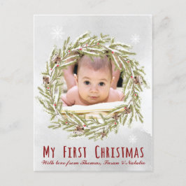 Festividades O primeiro cartão postal de Natal do bebê com foto