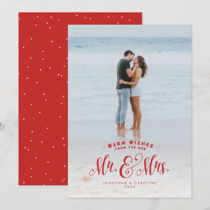 Festividades O Sr. e a Sra. Nova cartão com fotos vermelha de 