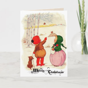 Festividades O vintage bonito caçoa o cartão de Natal