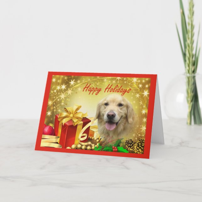 Festividades Ofertas de Cartão de Natal para ouro Retriever (Frente)