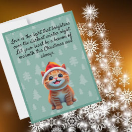 Festividades Orange Kitten no Santa Hat Cartão Plana de Natal