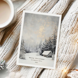 Festividades Paisagem de Inverno Aconchegante Cartão de Natal F