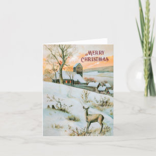 Festividades Paisagem de inverno com cartão de Natal de veado
