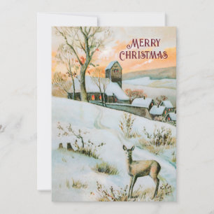 Festividades Paisagem de inverno com cartão de Natal de veado