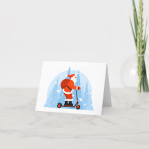 Papai Noel andando de scooter cartão de Natal