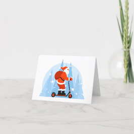 Festividades Papai Noel andando de scooter cartão de Natal