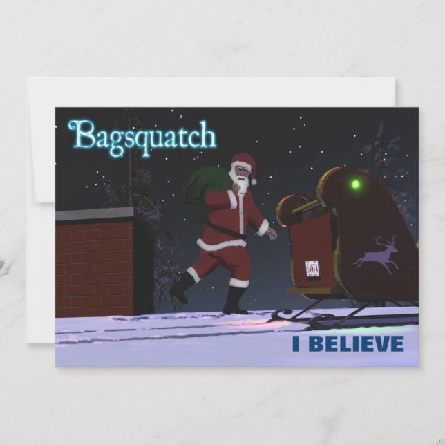 Festividades Papai Noel - Cartão de Férias Bagsquatch (Frente)