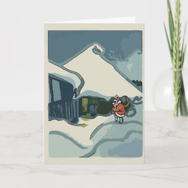 Festividades Papai noel cómico, cartão de ínfima qualidade do (Frente)