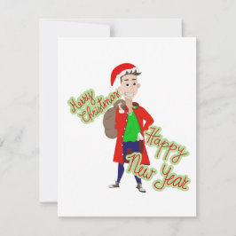 Festividades Papai Noel do bairro cartão de Natal plano