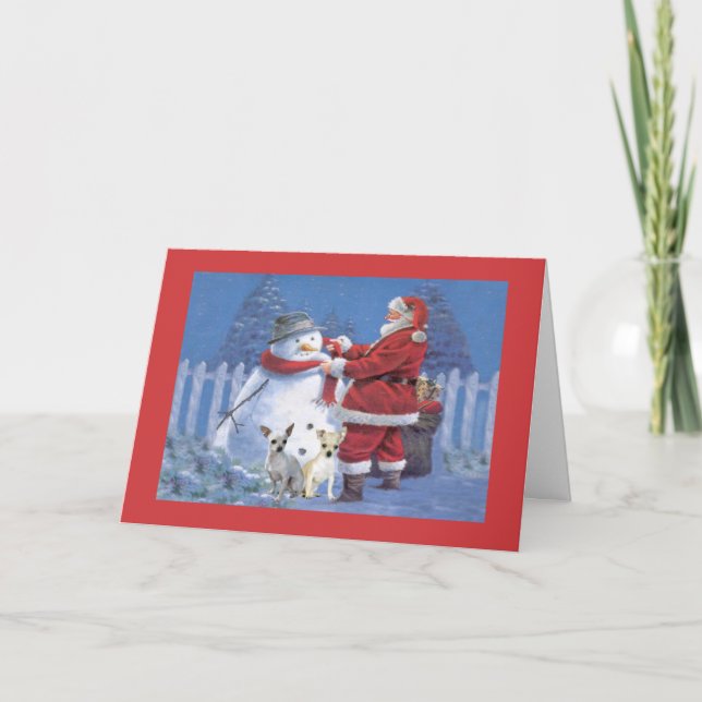 Festividades Papai noel e boneco de neve do cartão de Natal da (Frente)