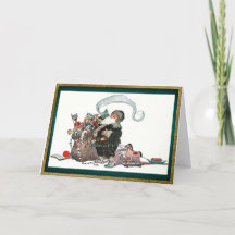 Papai Noel e Sua Bolsa de Brinquedos Cartão de Nat