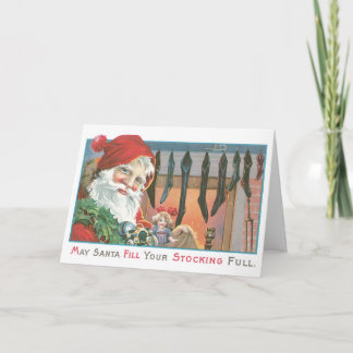 Festividades Papai noel engraçado do vintage do cartão de Natal