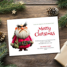 Papai Noel irritado e excêntrico cartão de Natal e