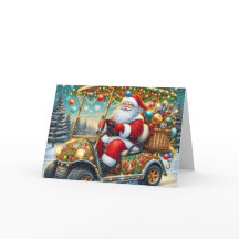 Papai Noel no carrinho de golfe de Natal cartão de