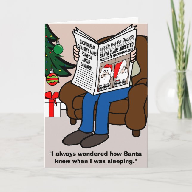 Festividades Papai Noel Prendeu Cartão de Natal (Frente)
