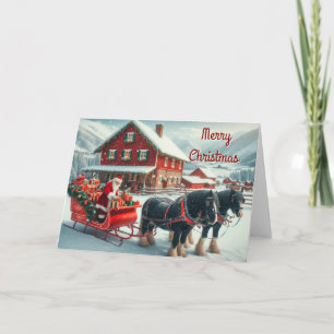 Festividades Papais noeis carregando um cartão de natal Sleigh 