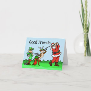 Festividades Papais noeis, Cartão de Natal Elf e Rudolph Golf
