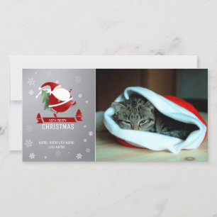 Festividades Papais noeis Chubby no Cartão com fotos de fundo a