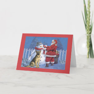 Festividades Papais noeis de Cartão de Natal de german shepherd