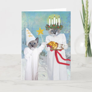 Festividades Papais noeis de Kittens - Cartão de Saudação Lúcia