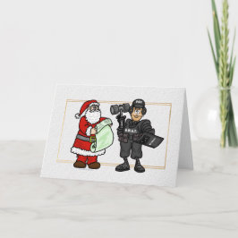 Festividades Papais noeis e cartão de Natal do oficial da equip