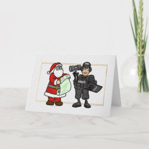 Festividades Papais noeis e cartão de Natal do oficial da equip