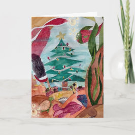 Festividades Papais noeis Mermaid Cartão de Natal